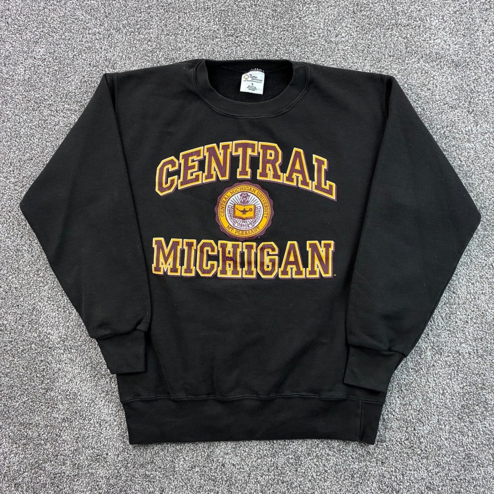 Vintage Central Michigan Chippewas Sweatshirt Mens Small Black‎ Heavyweight CMU